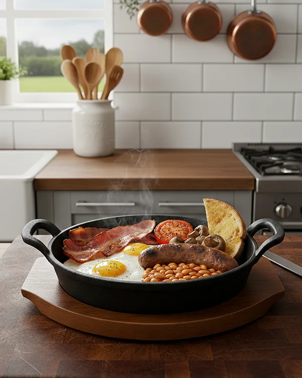Cast Iron Sizzler 9" F-OV Wood